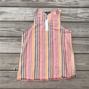 Drew Agave Frayed Hem Linen Top